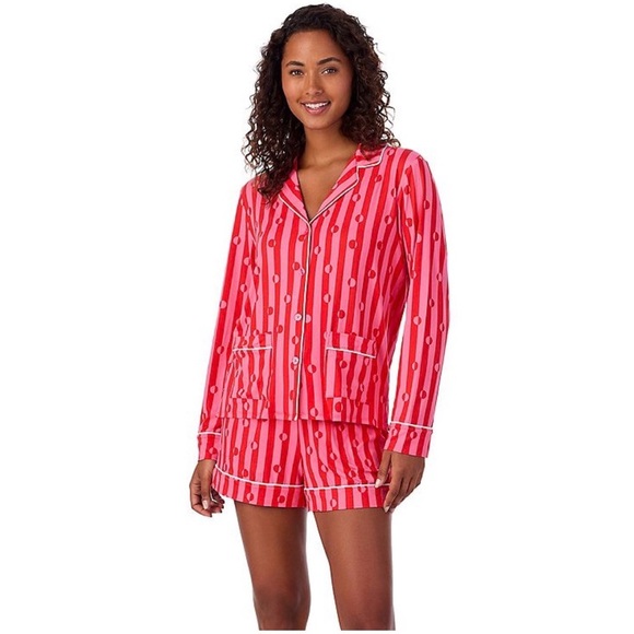 Beauty Sleep Social Jersey long Sleeve Pajama top and boxers Candy Cane Lane - Picture 1 of 7